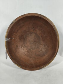 Primitive Red Painted/Stained hand Turned Dough Bowl