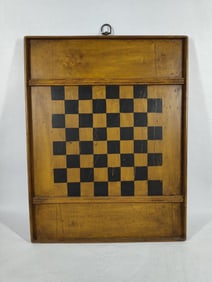 Primitive Wall hanging Wood Hand Painted Checker Game Board