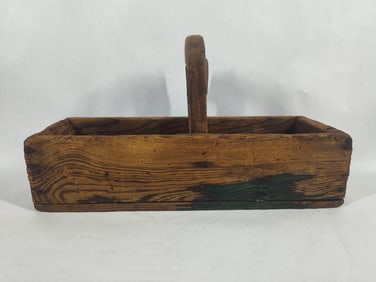 Primtive Wood Handled Comparted Carrier