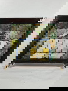Stained Glass Window: 24.5x22, one piece of glass shows a small crack