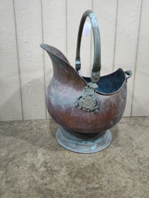 Large Copper and Brass Handled Coal Scuttle