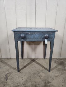 Blue Painted Primitive One Drawer Side Table