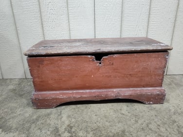 Primitive Red Painted Lidded Tool Chest