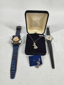 Disney Mickey Mouse Watches & Sterling Hummel Necklace