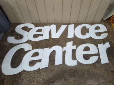 Antique Porcelain Service Center Ind. Letters Sign