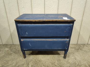 Primitive Blue Painted 2 drawer Stand