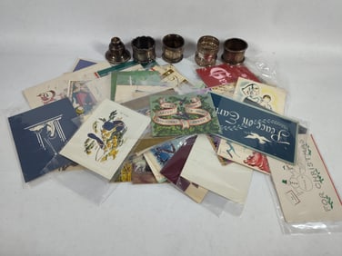 Silver Plated Napkin Rings & Holiday Cards