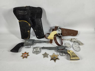 Daisy Cap Gun, Holster & Toy Badges