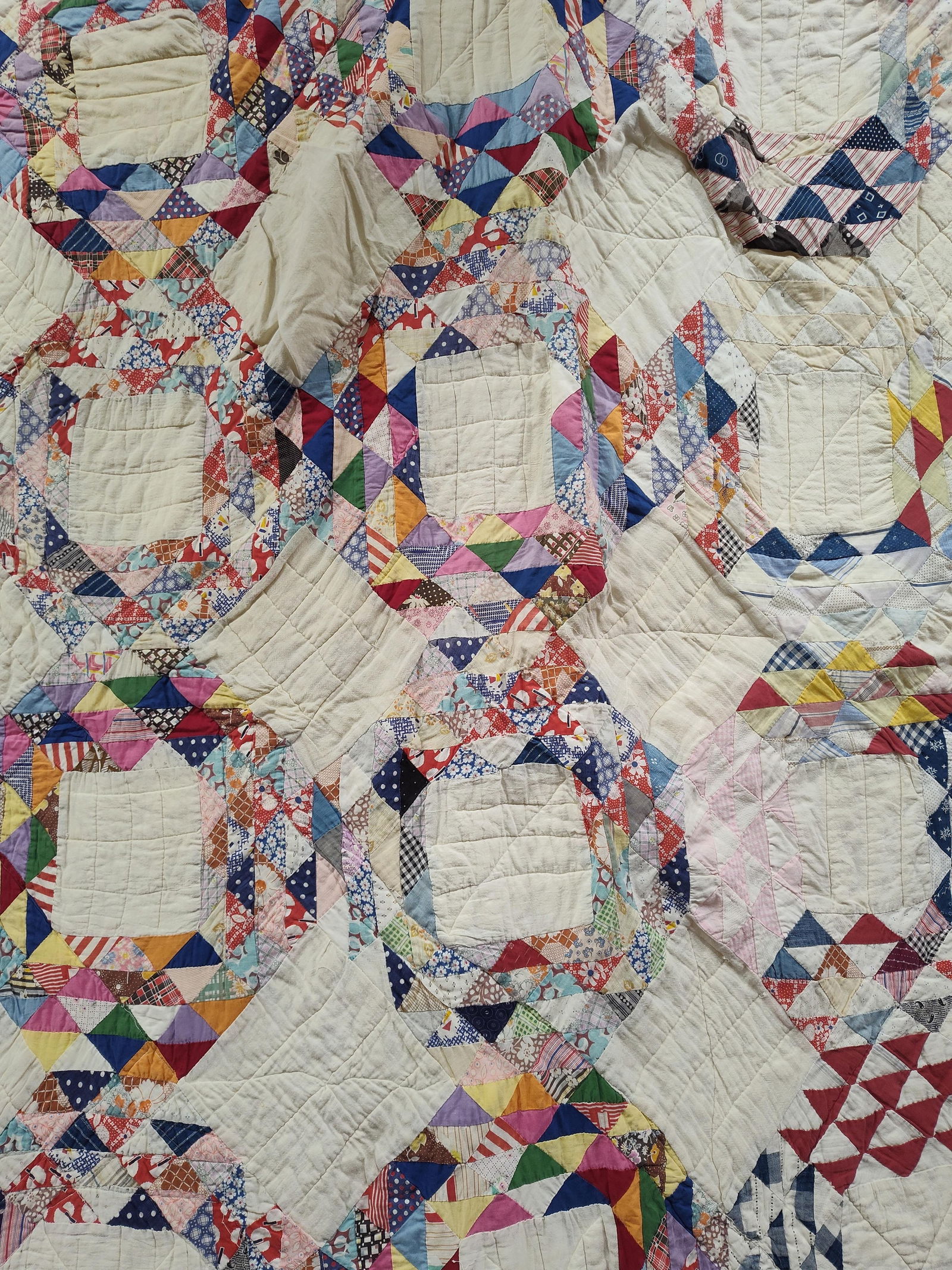 Colorful Hand Stitched Patchwork Quilt (1 of 8)