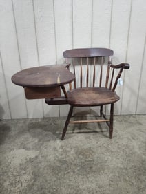 Period WIndsor Writing Arm Chair w Drawer
