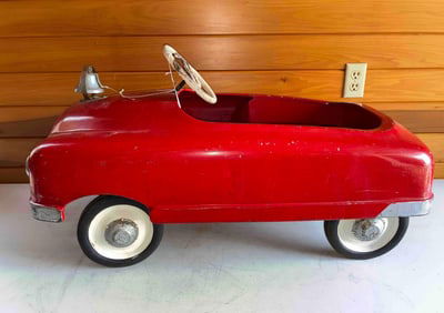 Vintage Red Convertible Studebaker Pedal Car w/ Bell