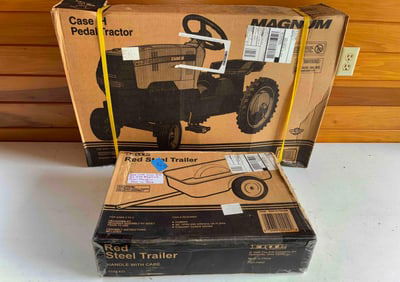 Ertl Case IH WF Pedal Tractor and Red Steel Pull Trailer