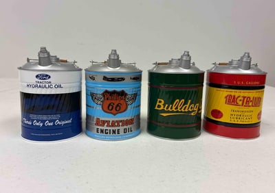 First Gear Oil Can Coin bank Replicas - Trac-Tr-Lube, Bulldog, Phillips 66 & Ford