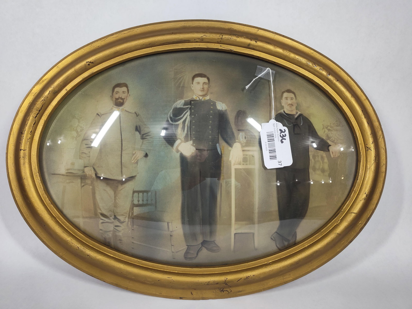 Military Soldiers Bubble Framed Picture: Three men stand, each from a different military branch. 23x17