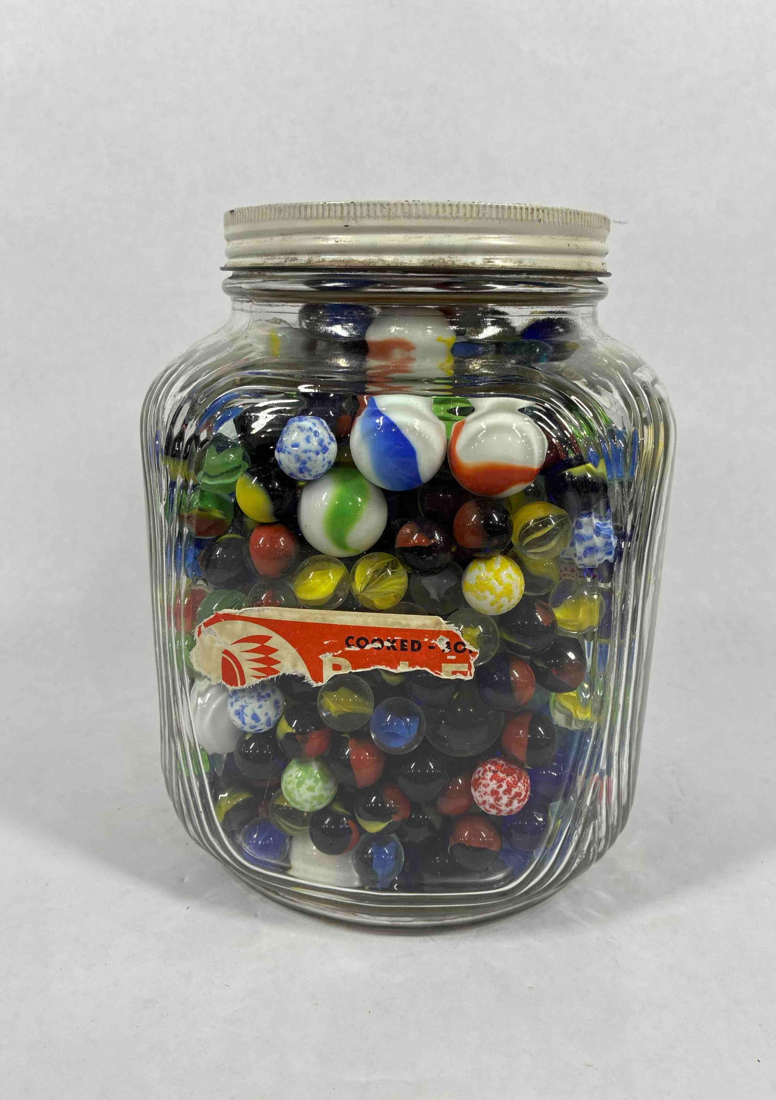 Large Country Store Jar Full of Marbles