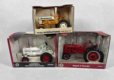 Ertl NOS Farm Tractor Lot Inc. International Cub, Farmall Super A Demonstrator, Farmall Super C