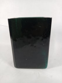 Mid Century Modern Minimalist Teal/ Green Glass Block Vase