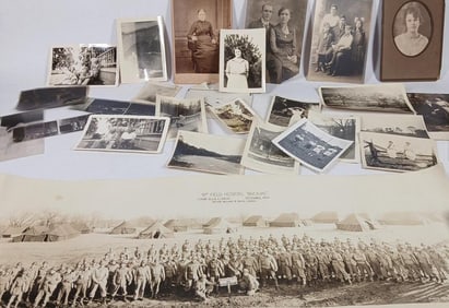 Early Cabinet Cards, Negatives and Black & White Photos w/ Military Field Hospital Yard Long 1944