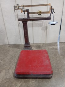Early Howe Industrial Brass and Cast Countertop Platform Scale