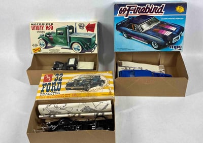 AMT, MPC and Lindberg Scale Model Car Kits Inc. 32 Ford, Utility Rod & 69 Firebird
