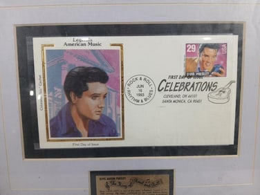 Elvis Presley Framed 1993 Legends of American Music Postage Stamp & First Day Cover