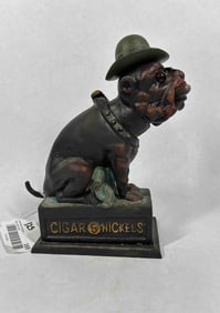 Ole Puffer Cast Iron Bulldog Bank