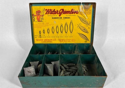 Water Gremlin Co. Rubber Cor Sinkers in Graduated Sizes w/ Original Case