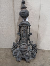 Brass Lion Head Fireplace And Iron Face