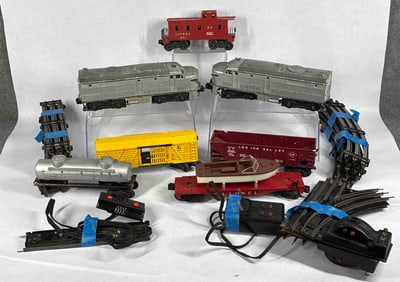 Early Lionel Locomotives, Flat Cars, Box Cars, Tanker Cars and More Complete w/ Tracks