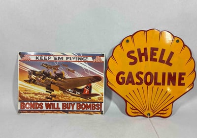 Porcelain Shell Gas & Airplane Signs