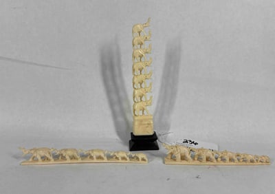 Elephant Stacked Natural Material Carved Family Bridge