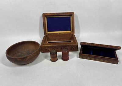 Wood Carved and Decorated Trinket Boxes, Storage and Jewelry Chests