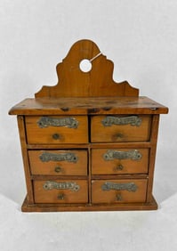 Antique Wooden 6 Drawer Spice Box