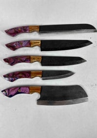 Galaxy Purple Damascus Blade Knives
