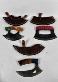 3 Damascus Blade Ulu Knives