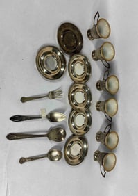 Sterling Silver Tea Set & Utensils