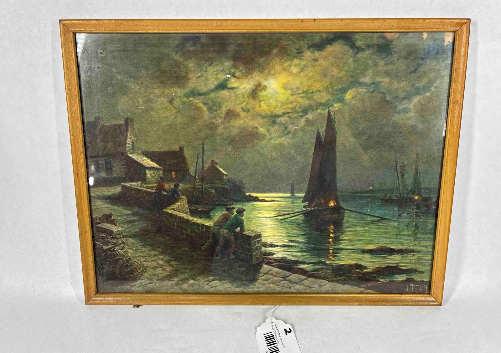 Framed Artist Signed Litho Night Sea (1 of 3)