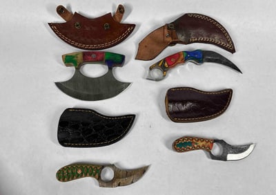 Damascus Blade Ulu and Throwing Knives