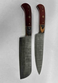 Rustic Handled Damascus Blade Knife Set