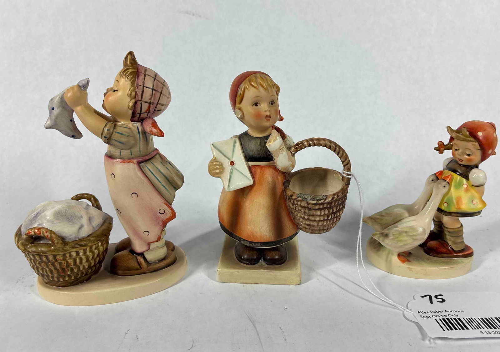Goebel Hummel Figurine Lot of 3: Lot includes 3 girl figurines with no chips cracks or breaks 4 to 5.5in. Tall