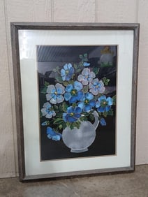 Elnor Hilty Framed Floral Bouquet Art Work Sandhill Studios Sandusky Ohio