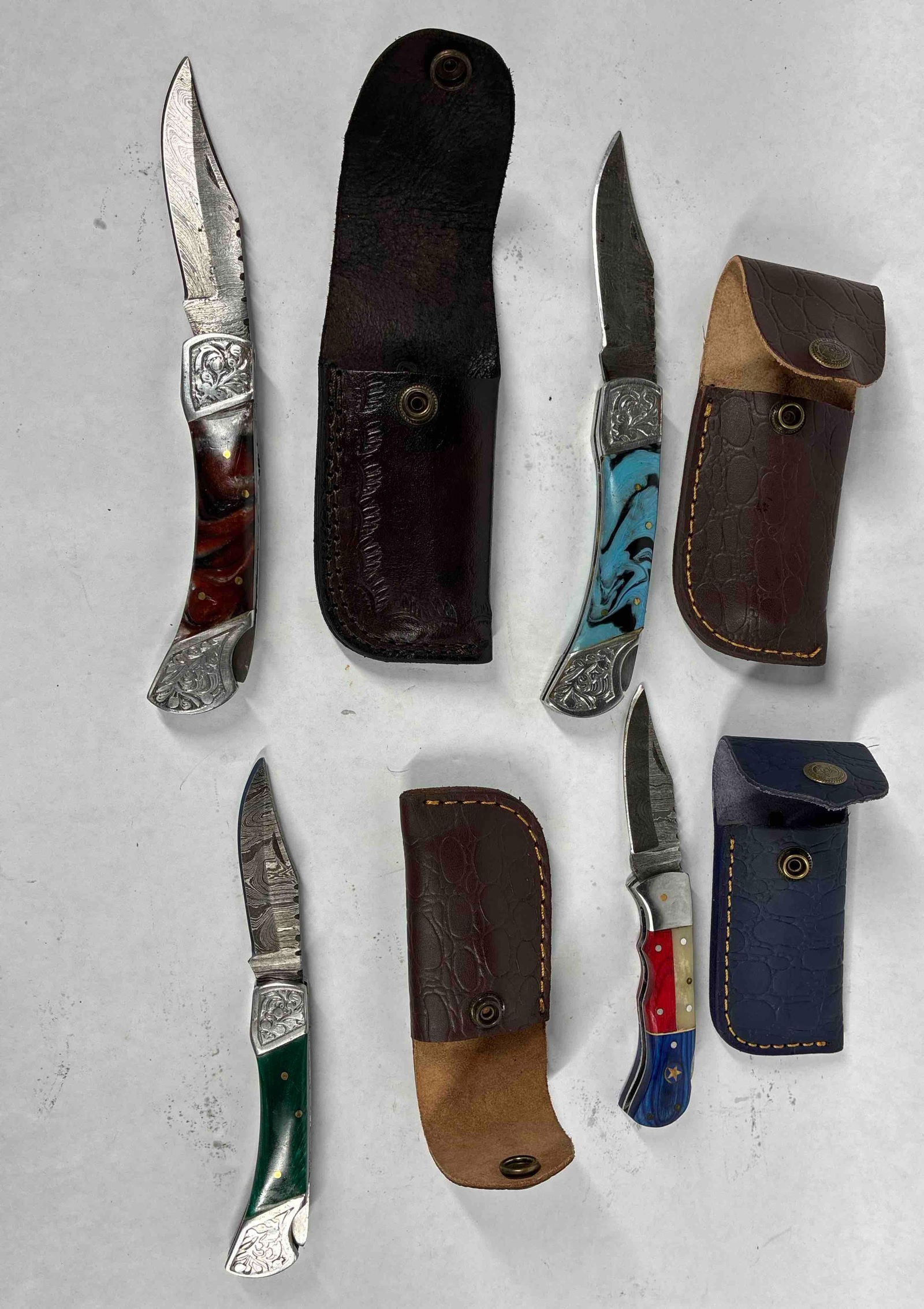 4 Damascus Blade Pocket Knives (1 of 5)