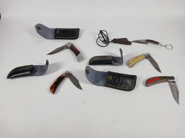 4 Folding Pocket Knives & Pendant Knife