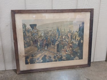 Paramount Picture Union Pacific 1869 Driving Of The Golden Spike Framed Litho/Print