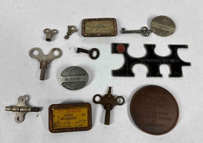 Fishing License and Chauffeur Badges, keys, and Smalls