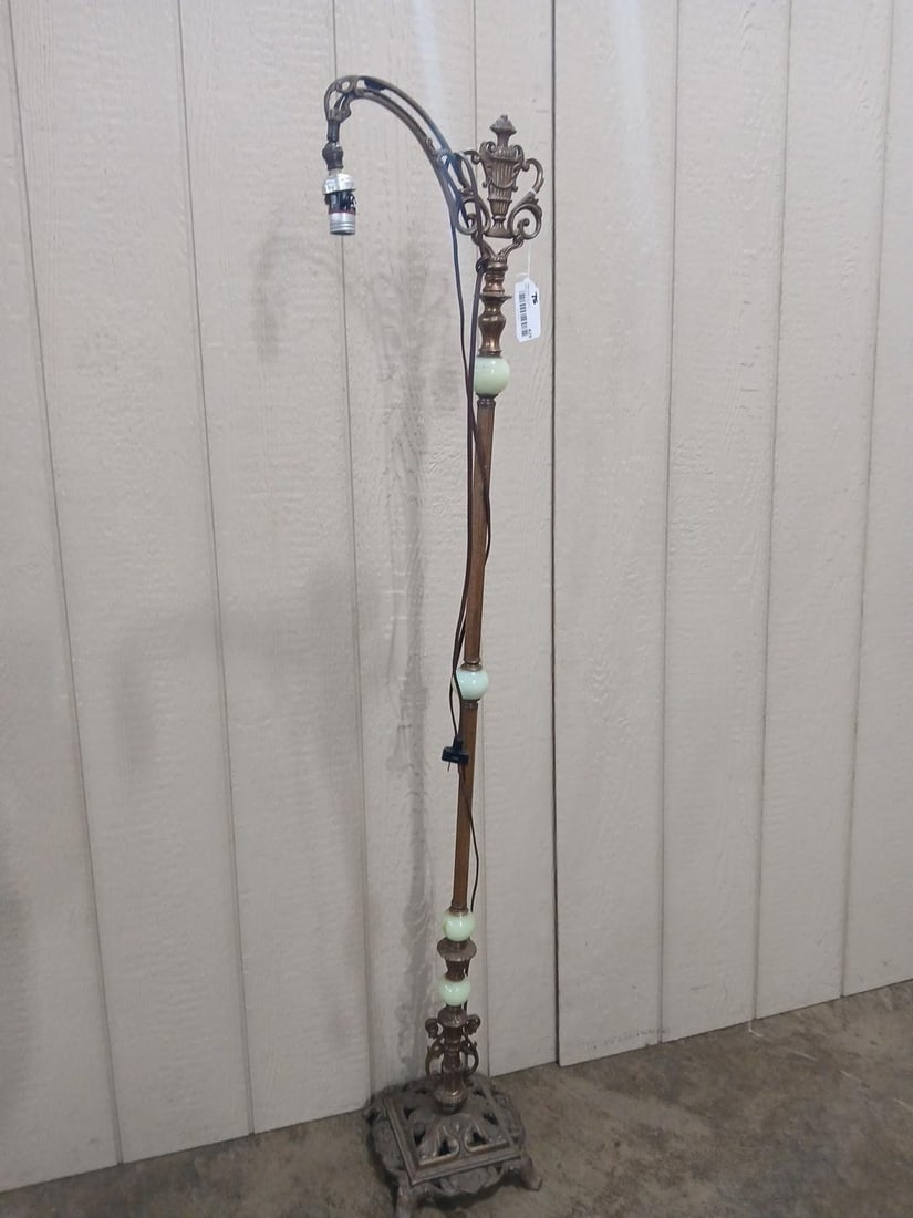 Jadeite & Brass 1940s Parlor Floor Lamp (1 of 9)