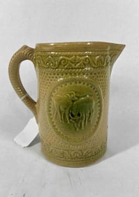 Early A.E. Hull Stoneware Grazing Cow Dairy Pitcher