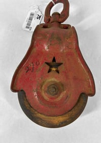 Red Starline Metal and Wood Farm Barn Pulley