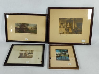 Wallace Nutting Framed & Signed Prints Lot of 4 Various Sized