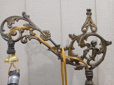 Alabaster Marble and Bronze w Brass Electrified Pole Lamp